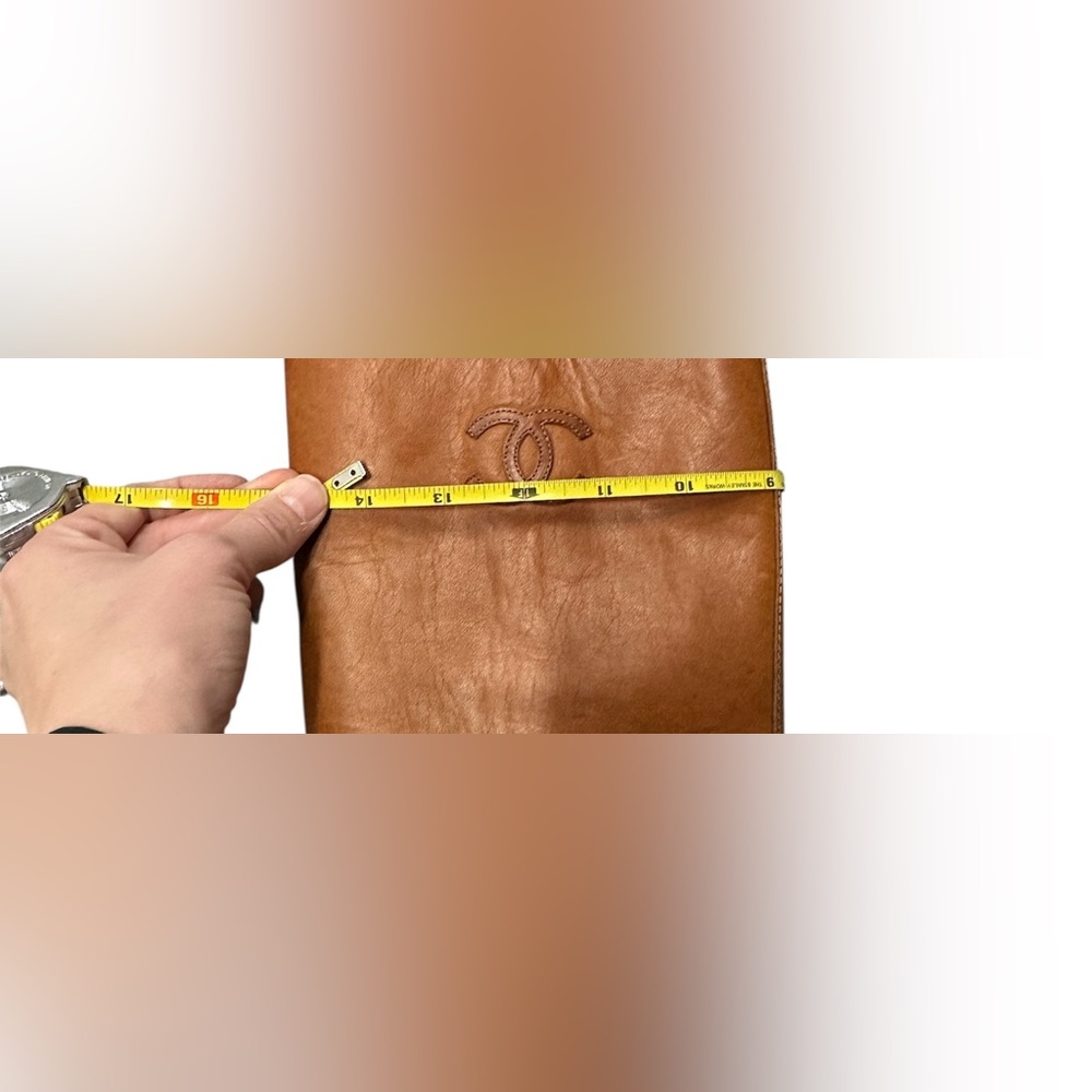 CHANEL Russet Congac Leather knee high riding boots 7.5 37.5 - Picture 7 of 12